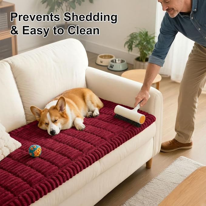 Smiry Couch Cover for Dogs, Non Slip Washable Sofa Protector for Pets, Soft Furniture Cover for Pet, Stylish Sofa Covers, Cozy Protect Against Fur, Dirt & Everyday Messes (Red, 43" x 63")