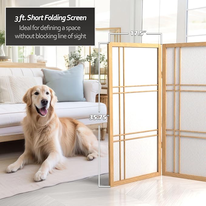 3 ft. Short Double Cross Shoji Screen - Natural - 4 Panels