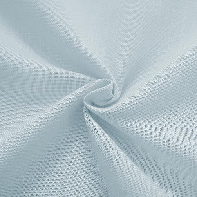 Sky Blue Curtains 90 Inch Length for Bedroom Back Tab Light Filtering Semi Sheer Living Room Curtains Linen Cotton Textured Drapery Panel Aesthetic Decor 52x90
