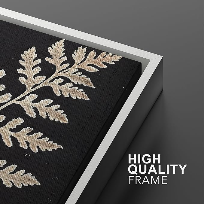SIGNWIN Framed Canvas Print Wall Art Vintage Fern Leaf Silhouettes Natural Botanical Rustic Illustrations Modern Art Decorative Contemporary for Living Room, Bedroom, Office - 24"x36"x2 White