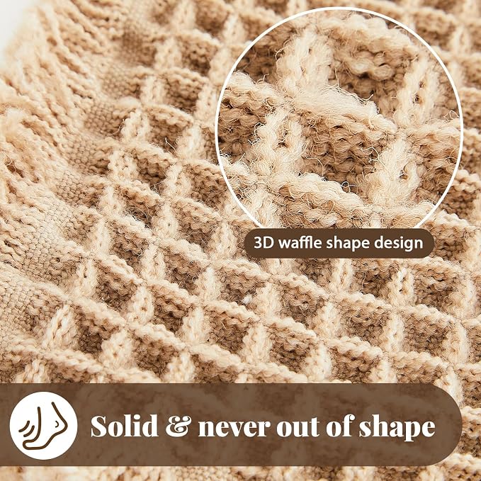 Tinideya Waffle Bath Mat Set of 2 Ultra Absorbent Non-Slip Bathroom Rugs Machine Washable Quick Dry for Shower Bathroom Kitchen Floor, Low Profile Fits Under Door, 18 x 30'' + 24 x 36''(Brown)