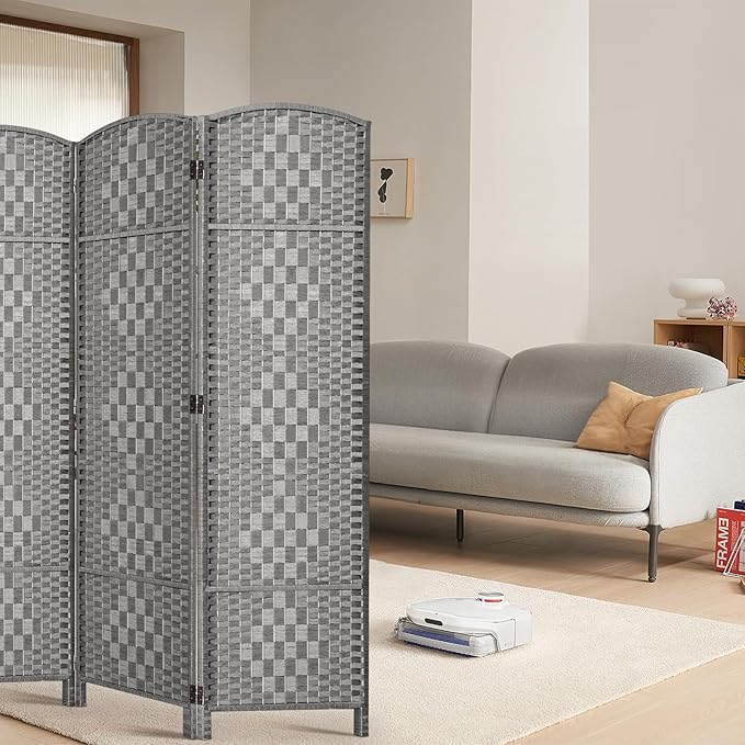 HALLYBEE Room Divider, Room Dividers and Folding Privacy Screens, 16in Privacy Screen, 4 Panel Temporary Wall Partitions, 6ft Space Separation Panel Screen, Grey