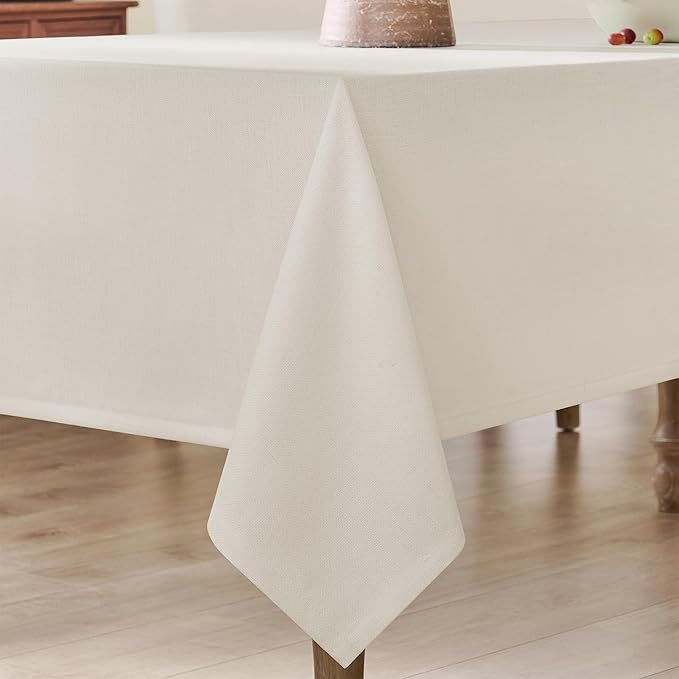 Beige Table Cloth for Rectangle 4 Foot Table 55 x 72 inch Neutral Colored Linen Rectangular Tablecloth Heavy Duty Wrinkle Resistant Rustic Farmhouse Oblong Tablecloth for Formal Dining Holiday Wedding
