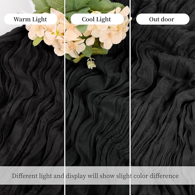 6 Pack Black Cheesecloth Table Runner, 17 x 108 Inch, Gauze Cheese Cloth Table Runner Rustic Sheer Runner for Wedding Birthday Party Baby Shower Table Decor(Black)