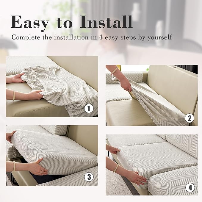 Couch Cushion Covers for Sectional Sofa, Wear Resistant Stretch Sofa Slipcovers for Chair Sofa Cushion Furniture Protector Washable Seat Cover for Pets (Light Gray, 1 Seat Cover M)
