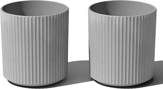 Veradek Demi Series Round Planter for Porch, Patio, Backyard | Durable Plastic-Stone Composite Material | Modern Décor for Tall Plants, Flowers