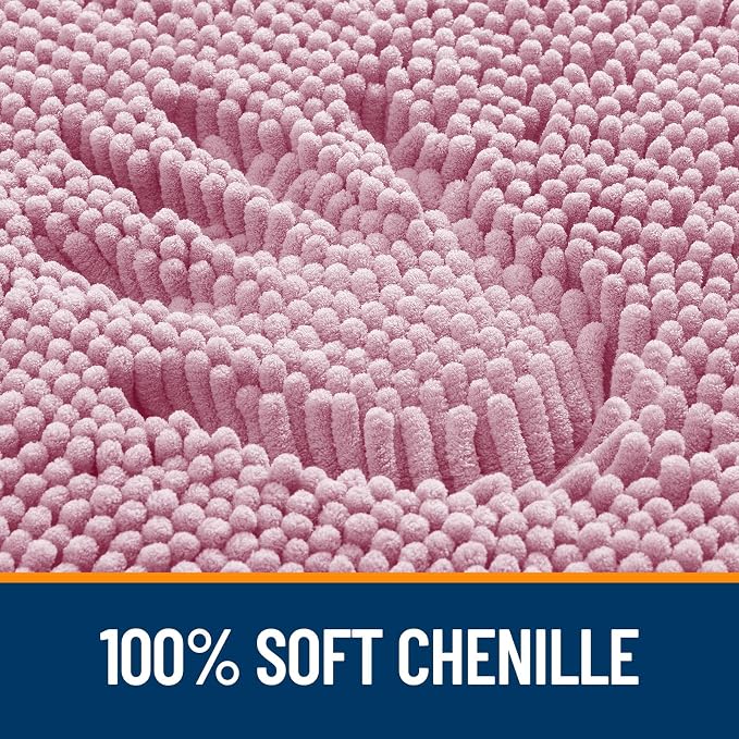 OLANLY Large Bathroom Rugs 44x32, Extra Soft Absorbent Chenille Bath Rugs, Rubber Backing Quick Dry, Machine Washable Bath Mats for Bathroom Floor, Tub and Shower, Home Decor Accessories, Dusty Rose