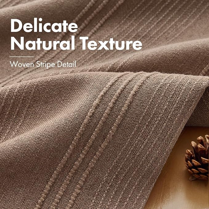 MIULEE Striped Euro Sham Pillow Covers 24x24 Decorative Textured Throw Pillow Covers Pack of 2 Linen Cushion Cases for Couch Bed Sofa Livingroom Farmhouse Home Decor, Coco Brown