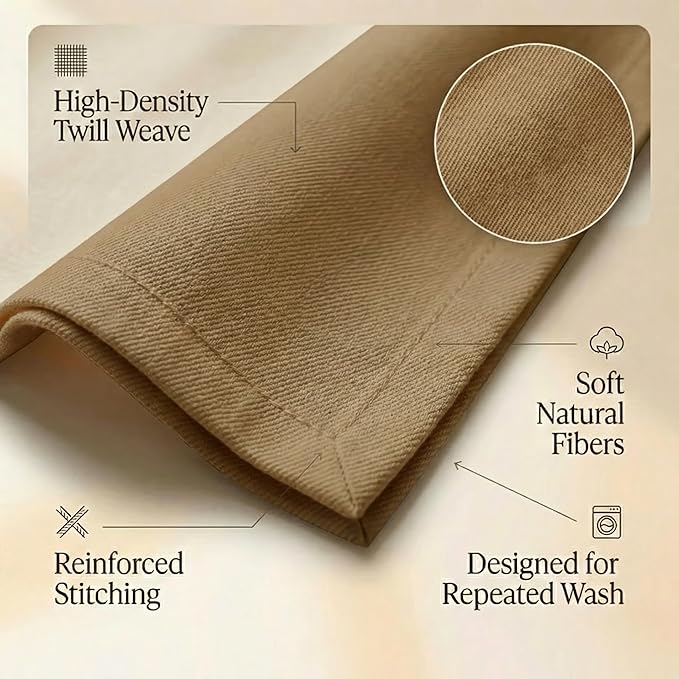 ACCENTHOME Accent Home 100% Cotton Napkins, Delicate Cloth Napkins for Dinners, Parties and Weddings，18 x 18 Inch Set of 12 - Brown