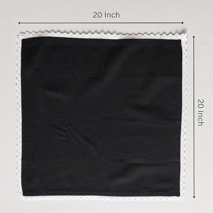 FINGERCRAFT Dinner Cloth Napkin Cotton Linen Blend 4 Pack Mitered Corners with Elegant Lace for Everyday Use Napkins are Pre Shrunk and Good Absorbency Black Easter Color