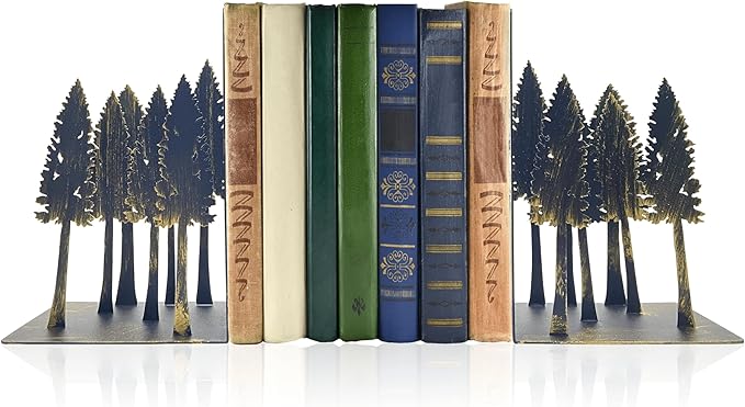 Forest Decor - Charming Pine Tree Decor Bookends, Tree Decor Book Ends for Shelves – Ideal for Nature Lovers