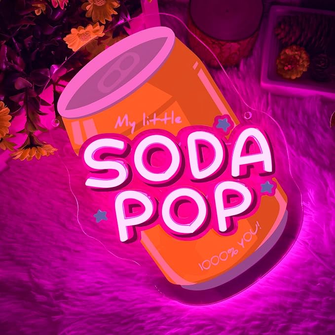 Allball Soda Pop Neon Sign, Beverage Neon Light USB Powered LED Soda Can Business Sign, for Garage Game Room Dorm Room Home Bar Coffee Shop Party Wall Decor Birthday Gifts(11.4 * 8.6 In)