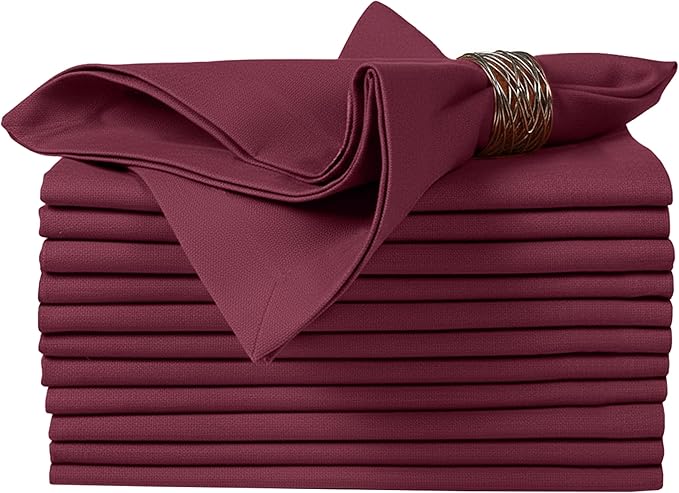 Ruvanti Cloth Napkins Set of 6, 100% Cotton High GSM 18x18 Inches Soft, Washable, Highly Durable & Absorbent, Perfect for Parties, Christmas, Thanksgiving Dinners – Burgundy