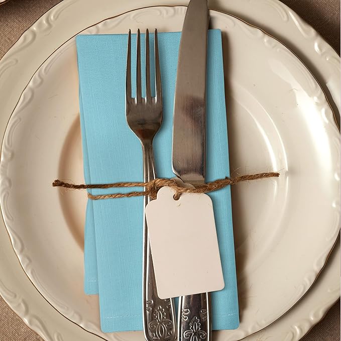 Urban Villa Cloth Napkins 100% Cotton Highly Absorbent Washable Durable Reusable Premium Dinner Napkins Ideal for Gifts for Mothers Day Hotel Farmhouse Parties - Aqua (20" x 20", Set of 6)