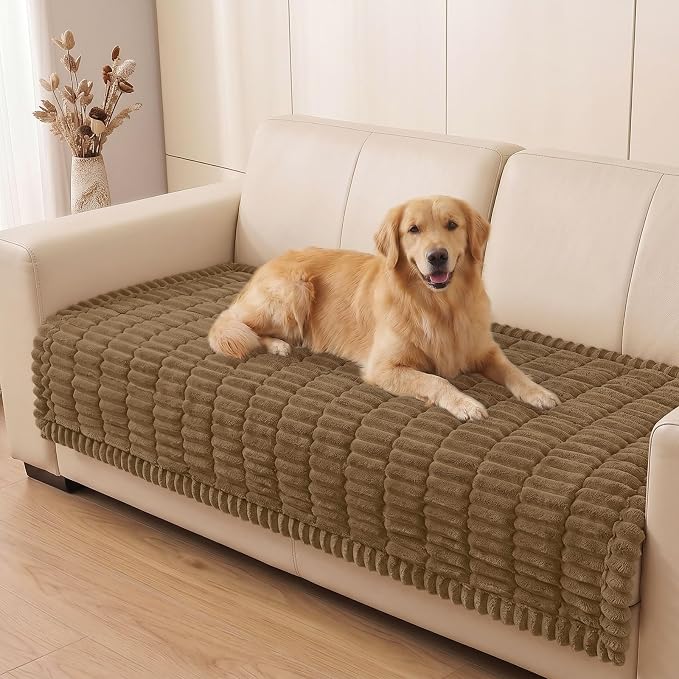 Smiry Couch Cover for Dogs, Non Slip Washable Sofa Protector for Pets, Soft Furniture Cover for Pet, Stylish Sofa Covers, Cozy Protect Against Fur, Dirt & Everyday Messes (Mocha Brown, 35.4" x 82.7")