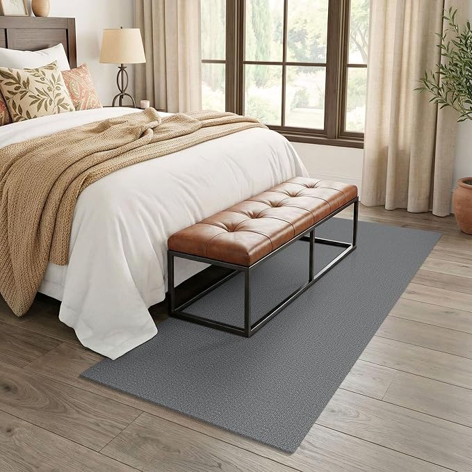 EARTHALL Washable Runner Rug 3x7 Ft Non Slip Runners for Hallways Wide Cotton Rubber Backed Kitchen Runner Braided Indoor Floor Carpet Runners for Entryway, Hallway, Kitchen, Bedroom, Charcoal Gray