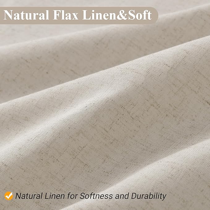 Naturoom Light Tan Linen Shower Curtain, Cloth Textured Fabric Shower Curtain Set with Hooks, Simple Elegant Modern Farmhouse Country Ultra Thick Bath Curtains for Bathroom,Water Repellent,72x80