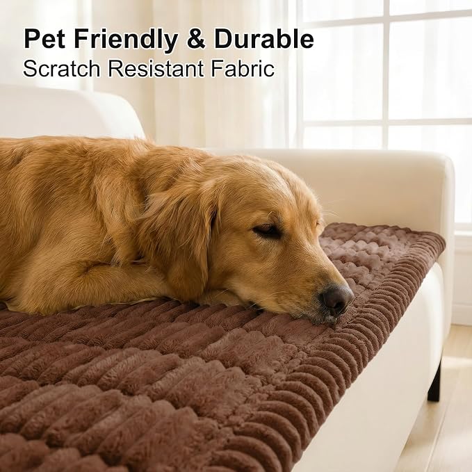 Smiry Couch Cover for Dogs, Non Slip Washable Sofa Protector for Pets, Soft Furniture Cover for Pet, Stylish Sofa Covers, Cozy Protect Against Fur, Dirt & Everyday Messes (Brown, 35.4" x 88")