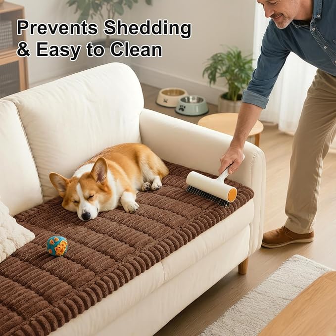 Smiry Couch Cover for Dogs, Non Slip Washable Sofa Protector for Pets, Soft Furniture Cover for Pet, Stylish Sofa Covers, Cozy Protect Against Fur, Dirt & Everyday Messes (Brown, 35.4" x 88")