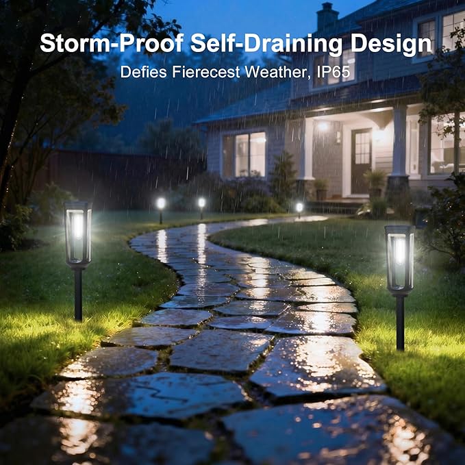 Solar Pathway Lights Outdoor Waterproof IP65, 12 Pack Cool White Solar Walkway Lights, Auto On/Off Outdoor Light for Lawn Garden Patio Driveway Decor Landscape Lighting