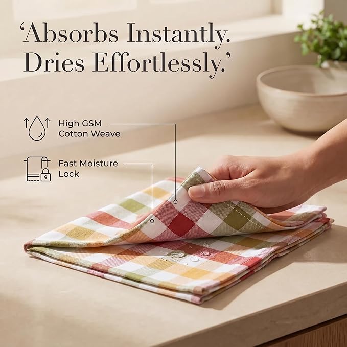 Urban Villa Cloth Napkins 100% Cotton Highly Absorbent Washable Durable Reusable Premium Dinner Napkins Ideal for Gifts for Mothers Day Hotel Farmhouse Parties - Harvest Checks (20" x 20", Set of 12)