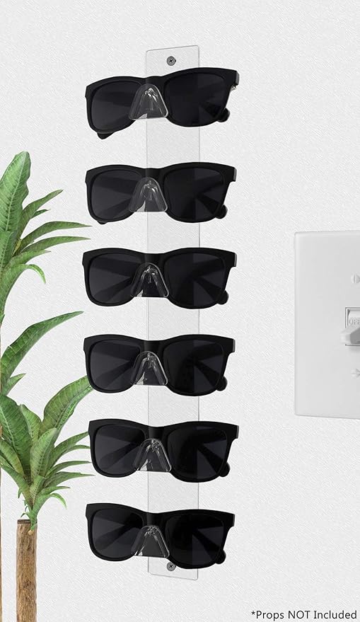 Marketing Holders 2 Pack Sunglasses Holder 6 Pair Wall Mount with Hardware Retail Stores Pharmacies Supermarkets Gift Shops Beach Wear and Bait Shops Lightweight Easy Access Clear Acrylic