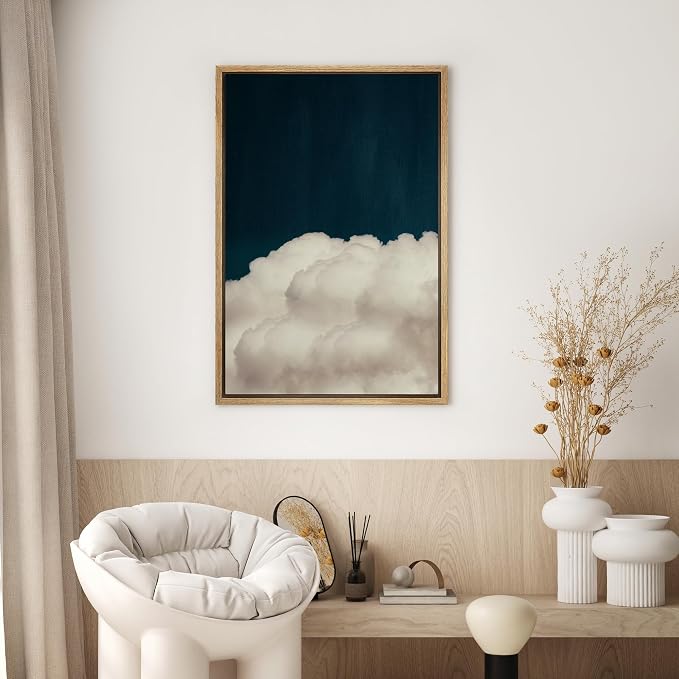 SIGNWIN Framed Canvas Wall Art Beautiful Cloud on Sky Canvas Prints Home Artwork Decoration for Living Room,Bedroom - 24x36 inches