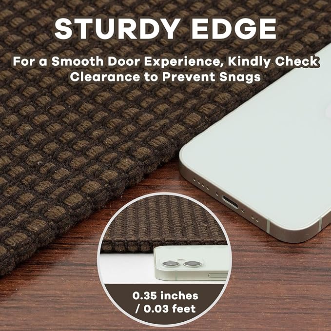 EARTHALL Woven Runner Rug 2x8 Ft Washable Runners for Hallways Cotton Non Slip Rubber Backed Kitchen Runner Braided Indoor Floor Carpet for Entryway, Hallway, Kitchen, Bedroom, Brown