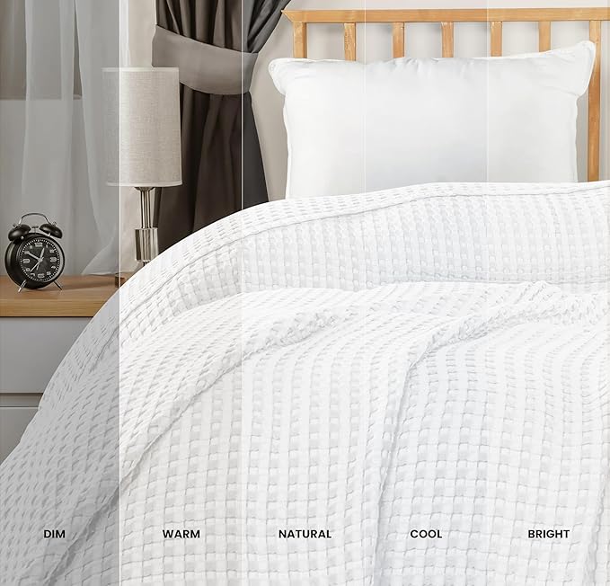 Utopia Bedding 100% Cotton Waffle Weave Blanket Twin Size for Bed - Lightweight, Breathable Summer Blankets for Couch Sofa Soft and Cozy, Gift for Mother’s Day Home Decor (White, 90x72 Inch)