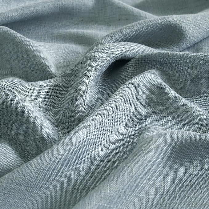 MIULEE Dusty Blue Linen Curtains 72 Inch Length 2 Panels for Bedroom Living Room, Soft Thick Linen Textured Window Drapes Semi Sheer Light Filtering Back Tab Rod Pocket Burlap Look Light Blue Decor