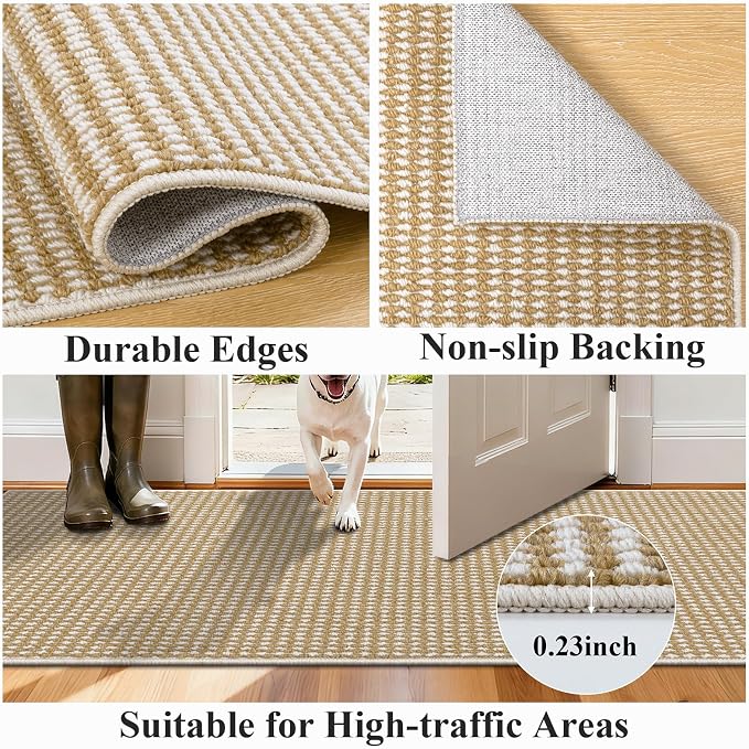 HEBE Runner Rug for Hallway Non Slip Washable, 2'x6' Low Pile Carpet Runner for Kitchen Bathroom Bedroom Laundry, Stain Resistant Entryway Rug Runners Bedside Area Rugs