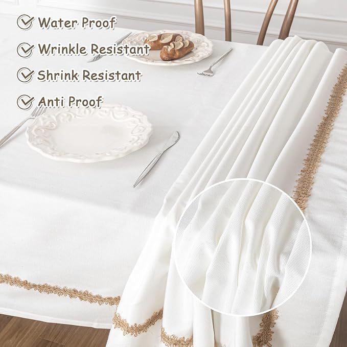 MYSKY HOME Table Cloth for Rectangular, Waterproof Tablecloth, Soft Cotton Indoor/Outdoor Tablecloths, Wrinkle Free Table Cloth Heavy Duty Rectangle Table Cloths for Parties & Dining Use, 55"X55"