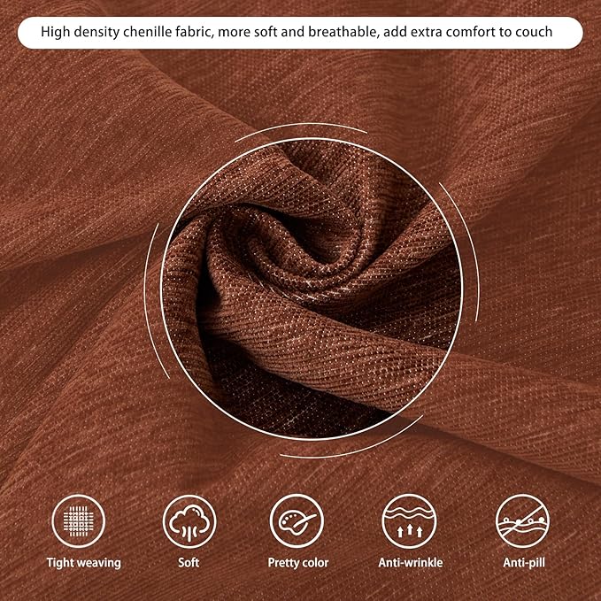 DREAMINGO Sofa Covers Washable Thick Chenille Couch Cover for 2 Cushion Couch Sofa Multi-Use Couch Cover Blanket Modern Pet Furniture Protector Sectional Couch Slipcover 91"x118", Chocolate Brown