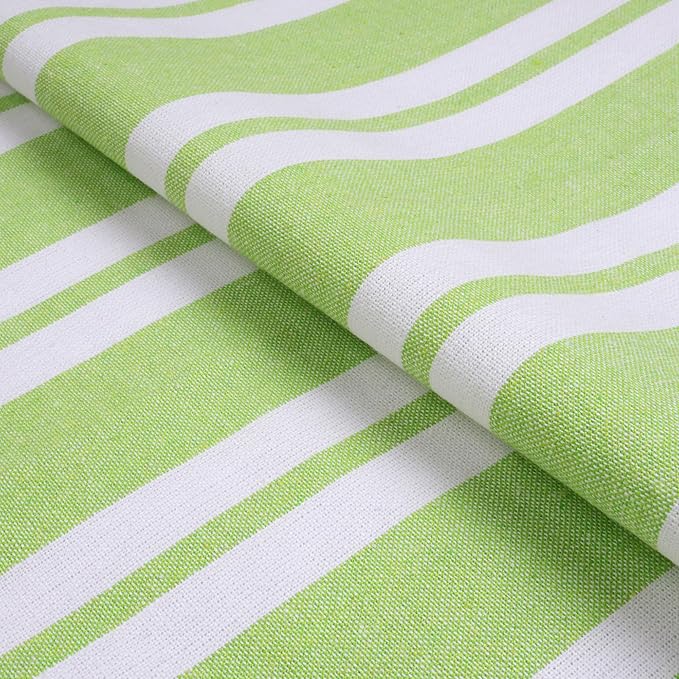 Encasa XO Cotton Dining Table Runner | Franca Lime Stripes | Size 13x72 in - Machine Washable & Durable