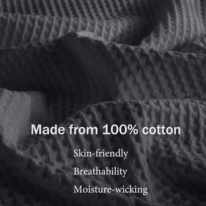 100% Egyptian Cotton Waffle Weave Throw Blanket for Bed Couch Sofa Home Decor, Soft Lightweight Bed & Couch Blanket for All Seasons (Dark Grey - Twin Size - 66 * 90")