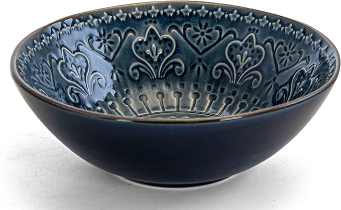 Elama Deepsea Mozaic 16 Piece Round Stoneware Dinnerware Set in Sea Blue