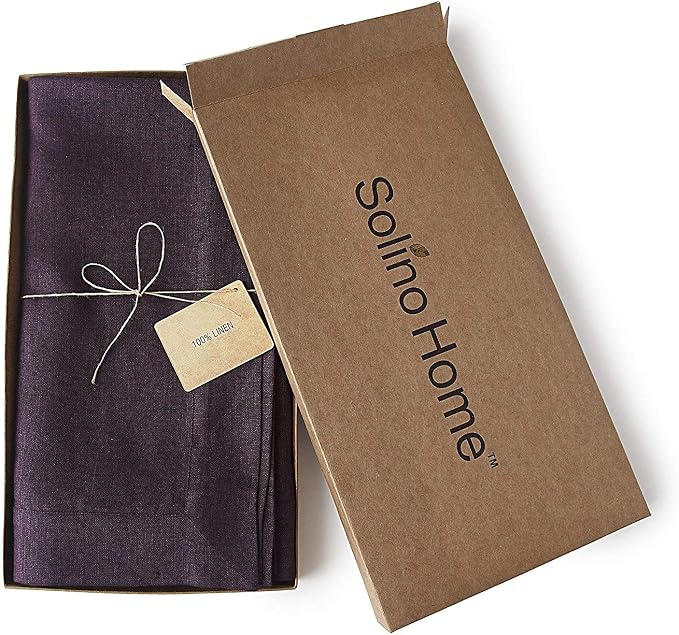 Solino Home Linen Tablecloth 60 x 120 Inch - 100% Pure Linen Grape Table Cloth for Rectangle Tables - Athena, Machine Washable Tablecloth for Summer