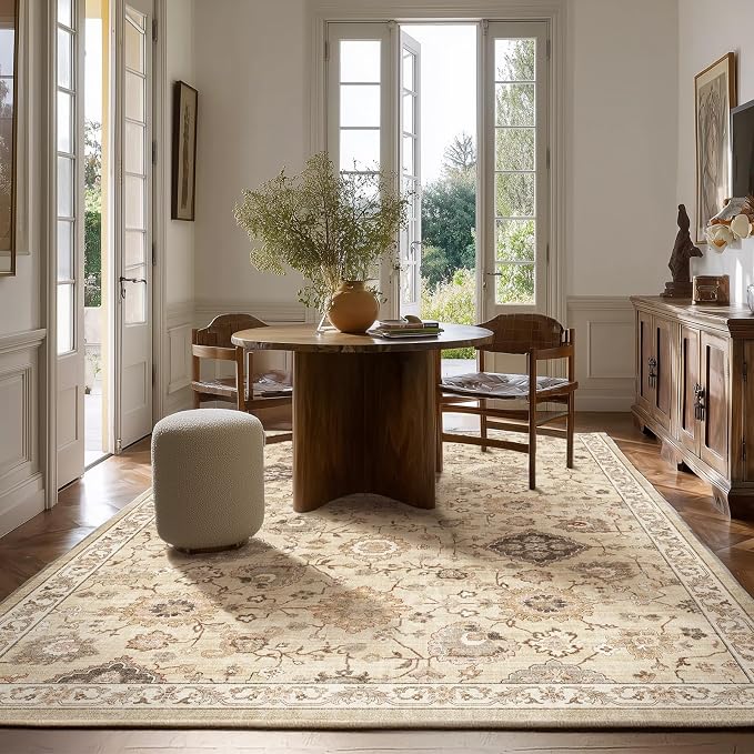 10x12 Area Rugs for Living Room: Bedroom Rug Stain Resistant Non Slip Low Pile Soft Lightweight Carpet for Kitchen Dining Room Nursery Kids Room Farmhouse Home Office