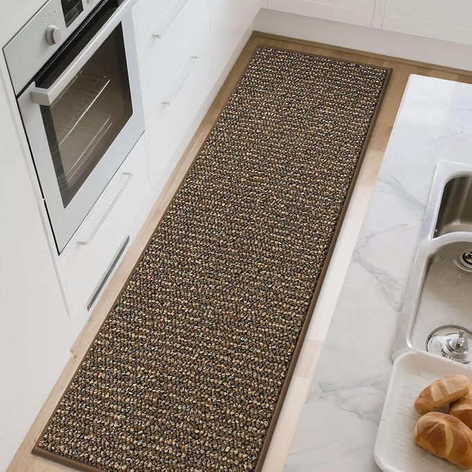 BEQHAUSE Kitchen Runner Rugs 24"x72", Non-Slip Kitchen Mats for Floor, Super Absorbent and Stain Resistant Kitchen Rug, Machine Washable Rugs for Kitchen, Hallway, Laundry & Sink, Brown