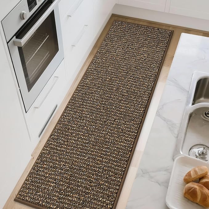 BEQHAUSE Kitchen Runner Rugs 32"x72", Non-Slip Kitchen Mats for Floor, Super Absorbent and Stain Resistant Kitchen Rug, Machine Washable Rugs for Kitchen, Hallway, Laundry & Sink, Brown
