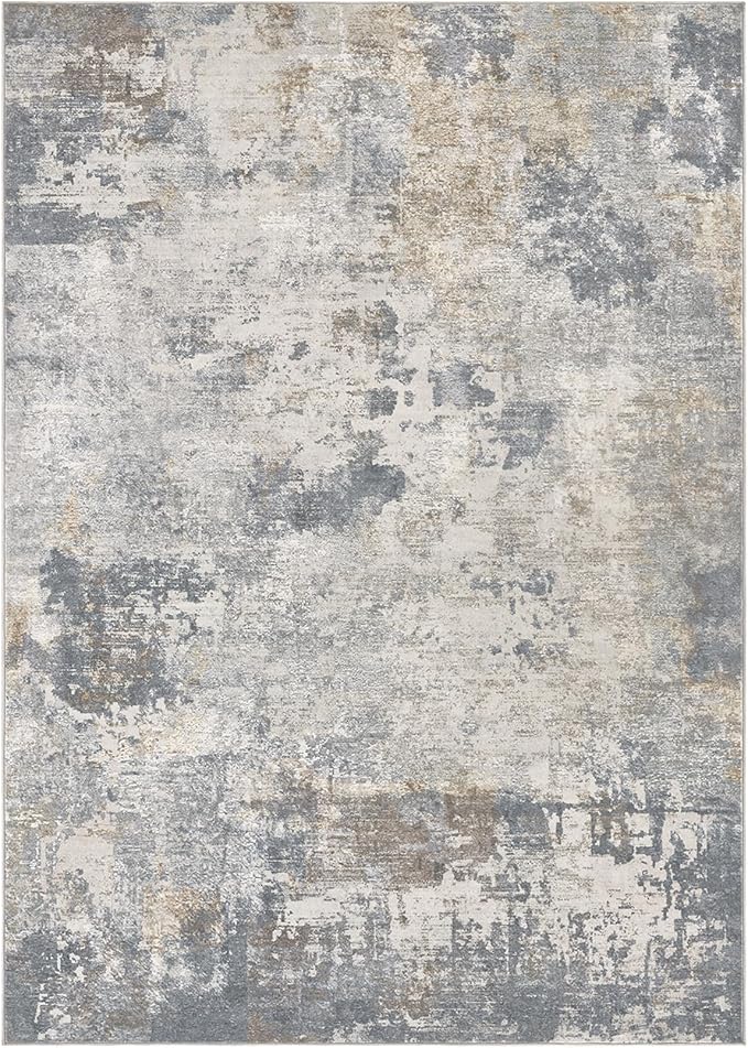 UERMEI 8x10 Area Rug Living Room Rugs - Washable Neutral Modern Abstract Soft Thin Large Rug Indoor Floor No Slip Rug Carpet for Bedroom Under Dining Table Home Office Decor - Blue Grey