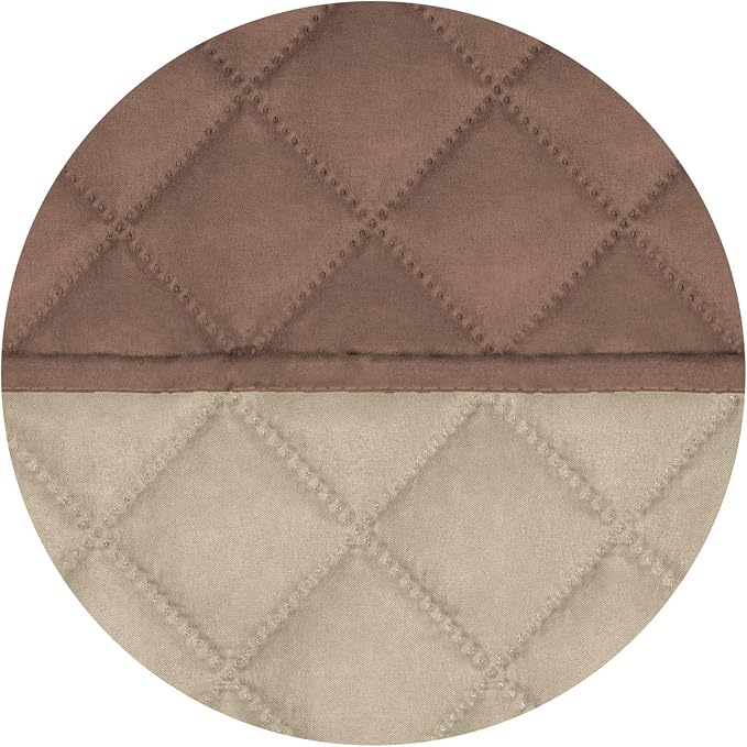 PureFit Reversible Quilted Sofa Cover, Water Resistant Slipcover Furniture Protector, Washable Couch Cover with Non Slip and Elastic Straps for Kids, Dogs, Pets (Oversized Recliner, Brown/Beige)