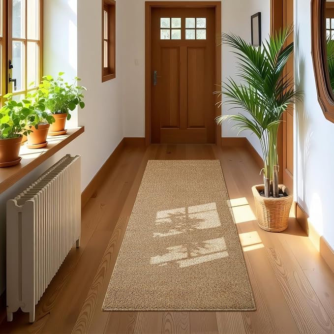 Softlife Hallway Runner Rug 2x6 ft Faux Jute Rugs Washable Entryway Rug Hall Carpet Runner Modern Farmhouse Laundry Kitchen Room Mat Long Carpet for Bathroom, Brown
