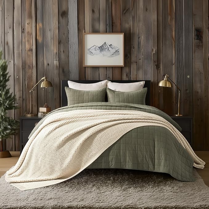 EVERGRACEHOME Chunky Chenille Knit Throw Blanket for Couch, Soft Luxurious Oversized Queen Moss Stitch Blanket for Bed, Cozy Farmhouse Knitted Throw for Sofa, Beige, 90" x 90"