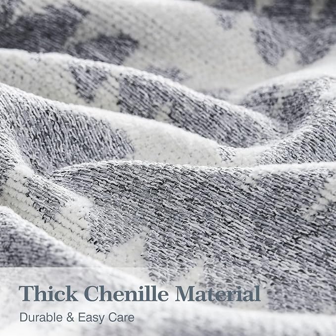Couch Cover Boho for Dogs Washable Grey Couch Covers for 2 Cushion Couch, Chenille Sectional Couch Covers L Shape Sofa Cover, Furniture Protector for Kids, Pets, Grey 91" X118"