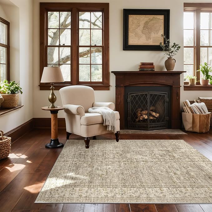 Washable Entryway Small Area Rugs: Door Mat Indoor Entrance 4x6 Boho Rug Stain Resistant Non-Slip Rubber Backing Soft Carpet for Kitchen Front Door Indoor Entrance Entry Bedroom Kids Room