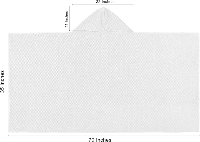 COTTON CRAFT Hooded Bath Towel – Oversized 35 x 70 Waffle Weave Towel with Hood for Adults - 100% Ringspun Cotton Pool Bath Sheet Wrap with Hood - Soft Super Absorbent Quick Dry – 450 GSM – White