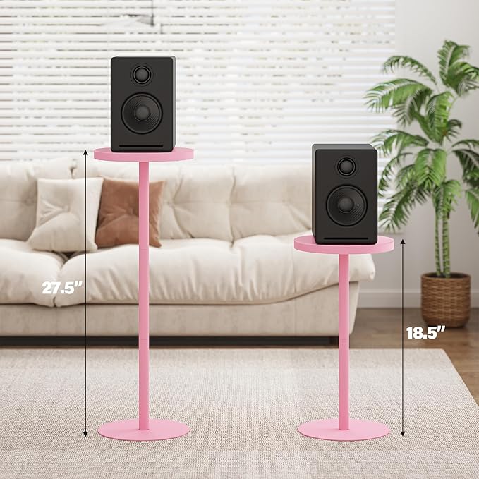 TUTOTAK Tall Round Side Table, Small End Table, Drink Table, Pedestal Side Table, livingroom, Pink TB01BP065