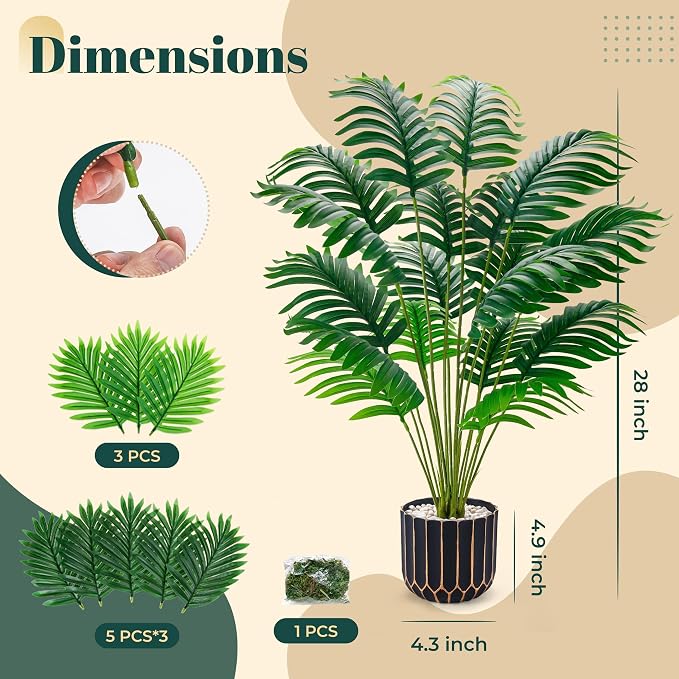 Der Rose Fake Plants Tall Artificial Palm Tree Faux Plants Indoor for Living Room Home House Decor