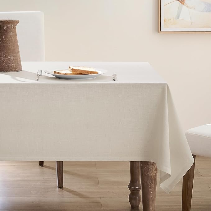 Beige Table Cloth for Rectangle 6 Foot Table 55 x 96 Inch Neutral Colored Linen Rectangular Tablecloth Heavy Duty Wrinkle Resistant Rustic Farmhouse Oblong Tablecloth for Formal Dining Holiday Wedding